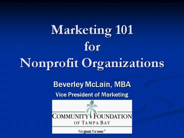 Marketing 101 for Nonprofit Organizations