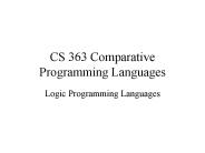 CS 363 Comparative Programming Languages