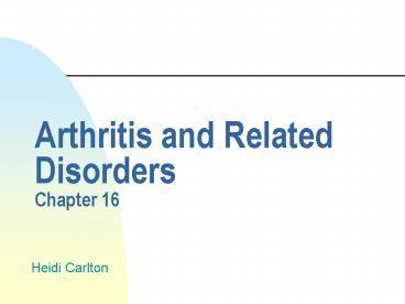 Arthritis and Related Disorders Chapter 16