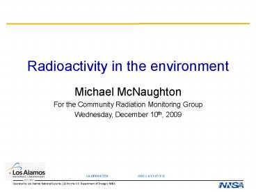 Radioactivity in the environment