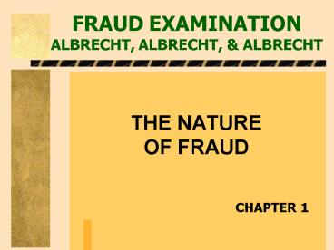 FRAUD EXAMINATION ALBRECHT, ALBRECHT,