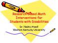 ResearchBased Math Interventions for Students with Disabilities PowerPoint PPT Presentation