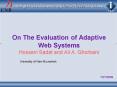 On The Evaluation of Adaptive Web Systems PowerPoint PPT Presentation