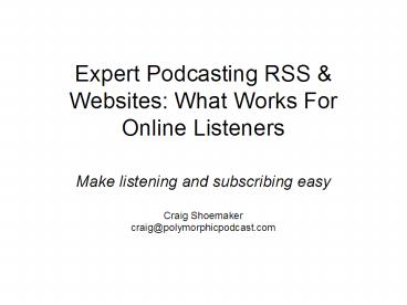 Expert Podcasting RSS