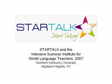 STARTALK and the