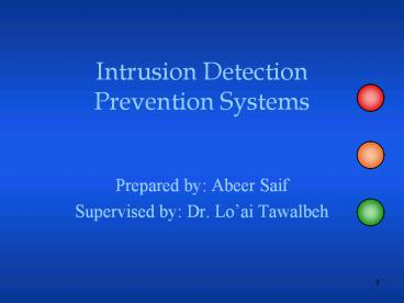Intrusion Detection Prevention Systems