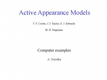 Active Appearance Models