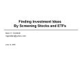 Finding Investment Ideas By Screening Stocks and ETFs PowerPoint PPT Presentation