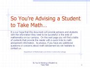 So Youre Advising a Student to Take Math