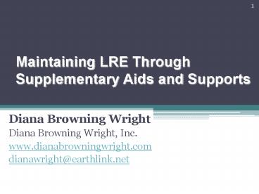 Maintaining LRE Through Supplementary Aids and Supports