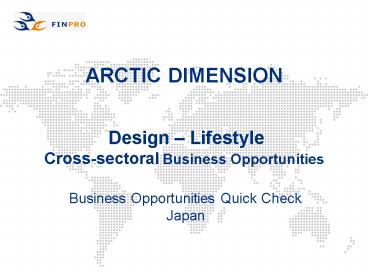 ARCTIC DIMENSION Design Lifestyle Crosssectoral Business Opportunities