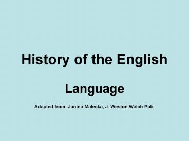 History of the English