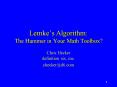 Lemkes Algorithm: The Hammer in Your Math Toolbox PowerPoint PPT Presentation