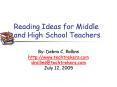 Reading Ideas for Middle and High School Teachers PowerPoint PPT Presentation