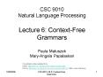 CSC 9010 Natural Language Processing Lecture 6: ContextFree Grammars Paula Matuszek MaryAngela Papal PowerPoint PPT Presentation