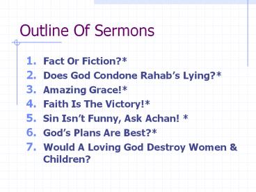 Outline Of Sermons