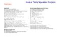 Game Tech Speaker Topics PowerPoint PPT Presentation