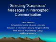 Selecting Suspicious Messages in Intercepted Communication PowerPoint PPT Presentation