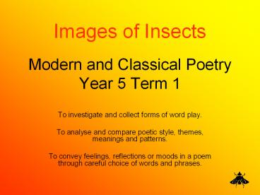 Modern and Classical Poetry Year 5 Term 1