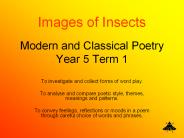 Modern and Classical Poetry Year 5 Term 1