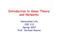 Introduction to Game Theory and Networks PowerPoint PPT Presentation
