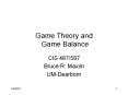 Game Theory and Game Balance PowerPoint PPT Presentation