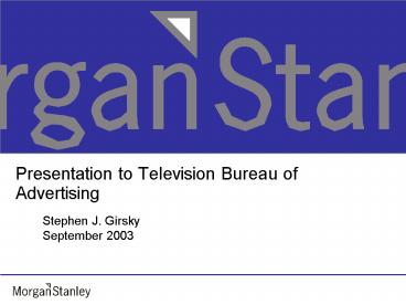 Presentation to Television Bureau of Advertising