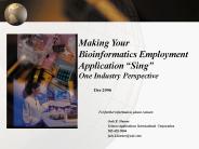 Making Your Bioinformatics Employment Application Sing