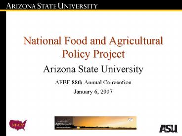 National Food and Agricultural Policy Project
