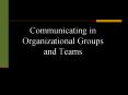 Communicating in Organizational Groups and Teams PowerPoint PPT Presentation