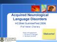 Acquired Neurological Language Disorders HCSNet SummerFest 2006 Prof Helen Chenery PowerPoint PPT Presentation