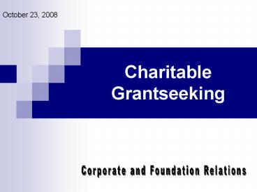 Charitable Grantseeking
