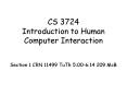 CS 3724 Introduction to Human Computer Interaction PowerPoint PPT Presentation