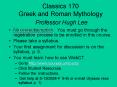 Classics 170 Greek and Roman Mythology Professor Hugh Lee PowerPoint PPT Presentation