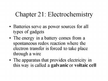 Chapter 21: Electrochemistry