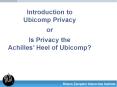 Introduction to Ubicomp Privacy or Is Privacy the Achilles PowerPoint PPT Presentation