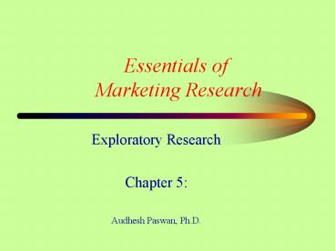 Essentials of Marketing Research