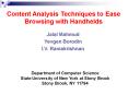 Content Analysis Techniques to Ease Browsing with Handhelds PowerPoint PPT Presentation