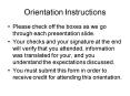 Orientation Instructions PowerPoint PPT Presentation