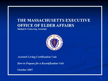 PPT – THE MASSACHUSETTS EXECUTIVE OFFICE OF ELDER AFFAIRS PowerPoint ...