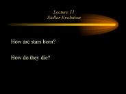 Lecture 11 Stellar Evolution
