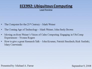 The Computer for the 21st Century Mark Weiser