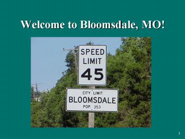 Welcome to Bloomsdale, MO