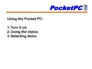Using the Pocket PC: