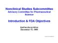Nonclinical Studies Subcommittee Advisory Committee for Pharmaceutical Science Introduction PowerPoint PPT Presentation