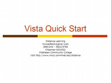 Vista Quick Start
