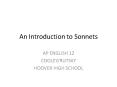 An Introduction to Sonnets PowerPoint PPT Presentation