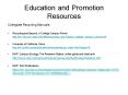 Education and Promotion Resources PowerPoint PPT Presentation