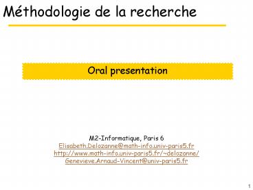Mthodologie de la recherche