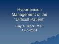 Hypertension Management of the Difficult Patient PowerPoint PPT Presentation